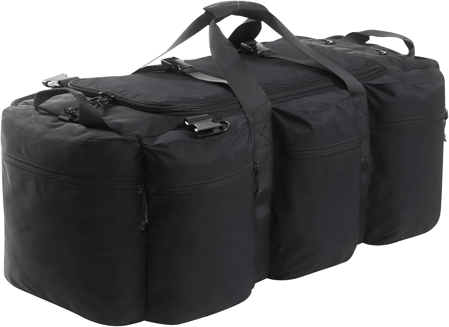 105L Military Tactical Duffle Bag For Men, Extra Large Army Duffle Bag Heavy Duty Deployment Bag, Military Duffel Bag Backpack Outdoor Gear (Black)