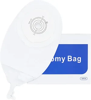 10PCS Urostomy Bag, One-Piece Ostomy Bag with Measure Card, Drain Pouches for Stoma Care (Max Cut 45mm)