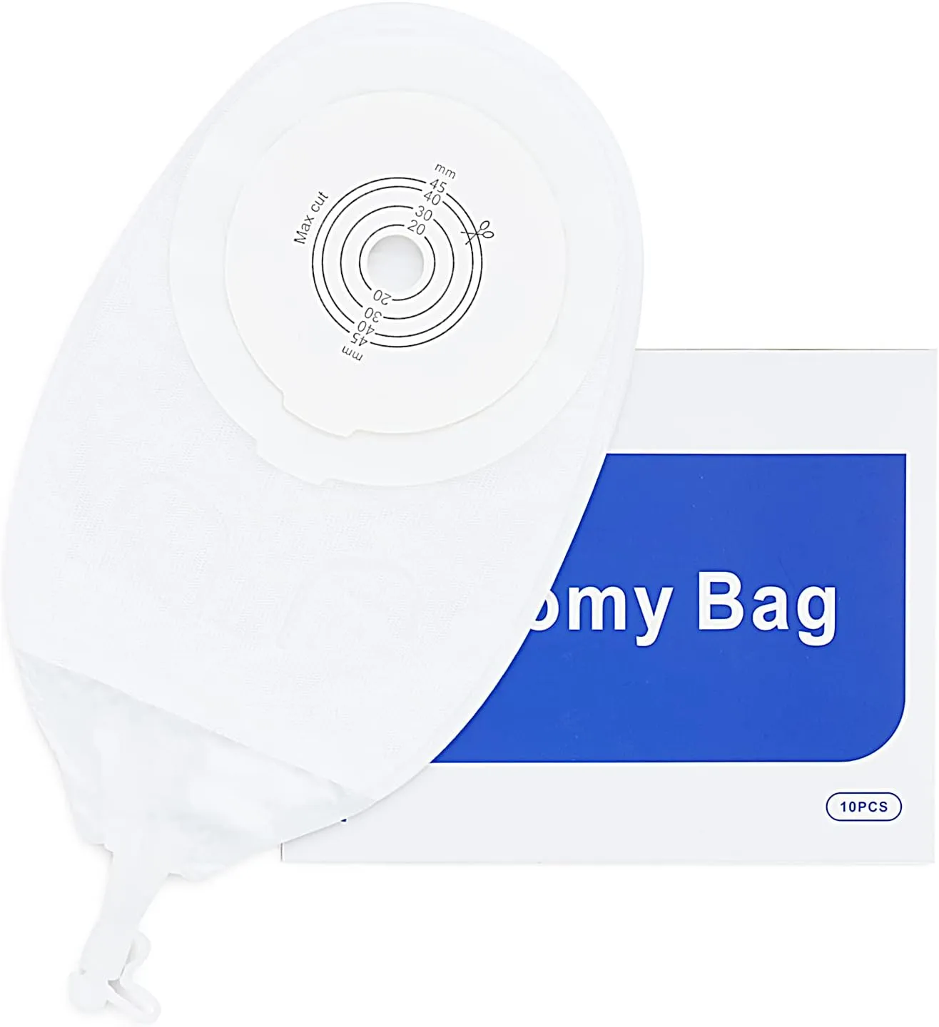 10PCS Urostomy Bag, One-Piece Ostomy Bag with Measure Card, Drain Pouches for Stoma Care (Max Cut 45mm)