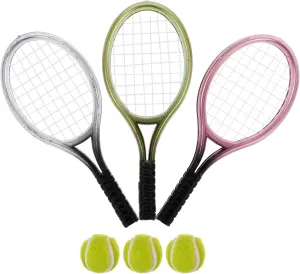 15 Sets Mini Tennis Racket Ball Model for Doll House Decor Decorative Mini Tools Perfect Party Favor