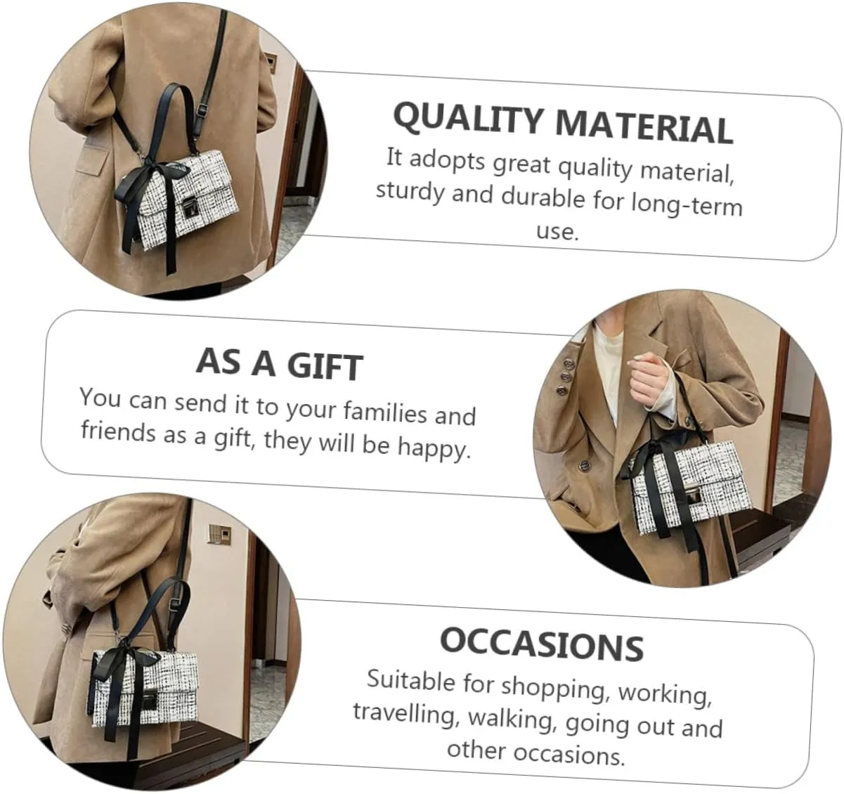 1pc Messenger Bag Black Cross Body Bag Crossbody Purses for Women Crossbody Backpack for Women Crossbody