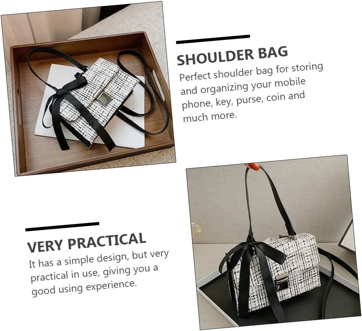 1pc Messenger Bag Black Cross Body Bag Crossbody Purses for Women Crossbody Backpack for Women Crossbody
