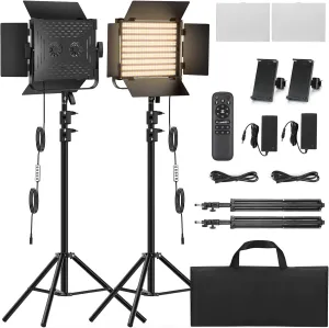 2-Pack RGB Photography Lighting Kit, 50W Bi-Color Professional LED Studio Lights, 2300k~8500k Dimmable Photo Lights for Photography Filming Camera Video Recording Stage Shooting Streaming TikTok