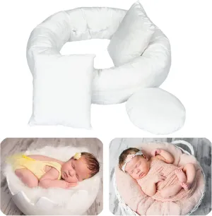 4PC Newborn Photography Props Baby Posing Aid Pillow Beans Bag 1pc Donut  3 pcs Posing Pillow Photograph Shoot Set for 0-4 Months Baby White