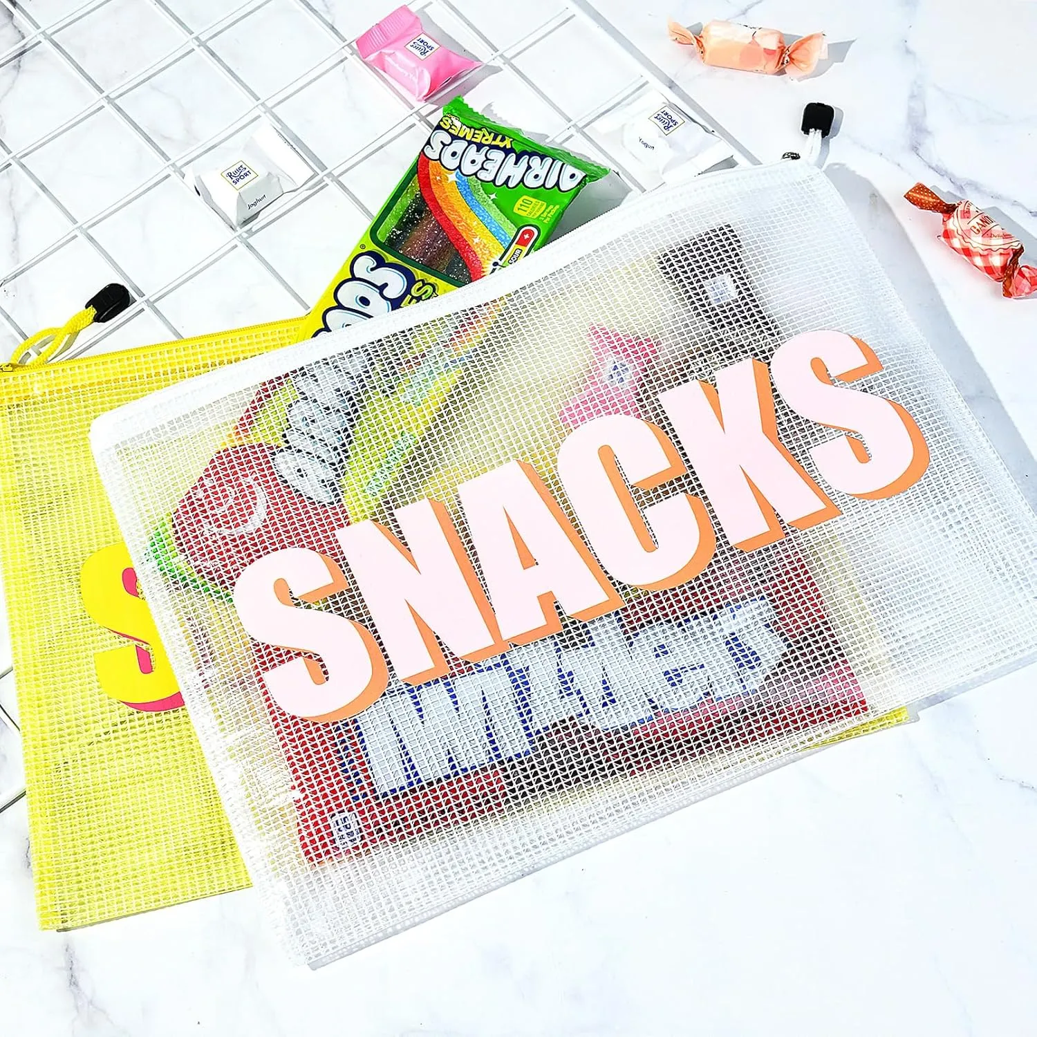 4PCS Snack Bag for Travel Clear Zipper SnackPouch Waterproof Makeup Cosmetic Bags for Women Girls Clear Pouch for Kids Essentials