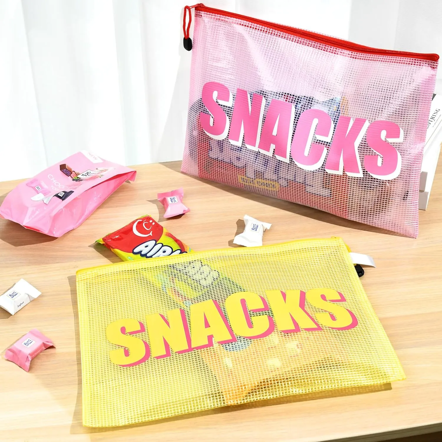 4PCS Snack Bag for Travel Clear Zipper SnackPouch Waterproof Makeup Cosmetic Bags for Women Girls Clear Pouch for Kids Essentials
