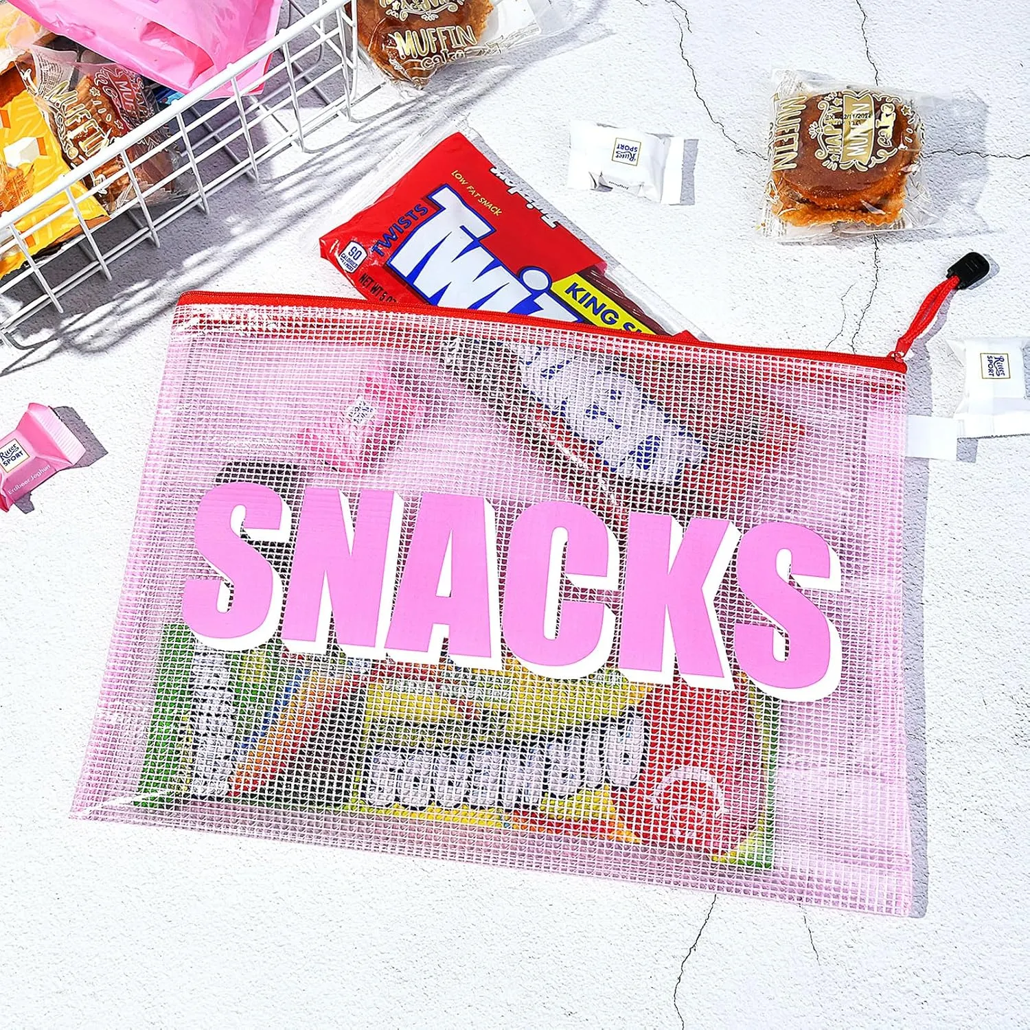 4PCS Snack Bag for Travel Clear Zipper SnackPouch Waterproof Makeup Cosmetic Bags for Women Girls Clear Pouch for Kids Essentials