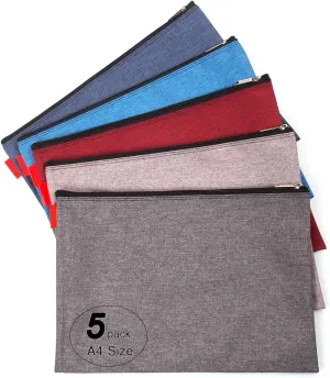 5 Pack Canvas Zipper Tool Bag Set, 13.3" x 9.4" 14oz Heavy Duty Waterproof Multipurpose Utility Multi Tool Storage Pouch Case for Organizing and Sorting Household Tools, Spare Parts (5 Colors)