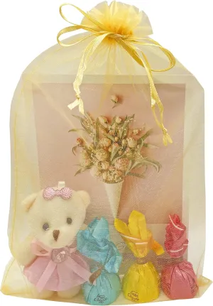 50pcs Large Organza Bags 8X12 Inch Gold Sheer Mesh Drawstring Gift Pouches for Christmas Wedding Party Favors (Gold)