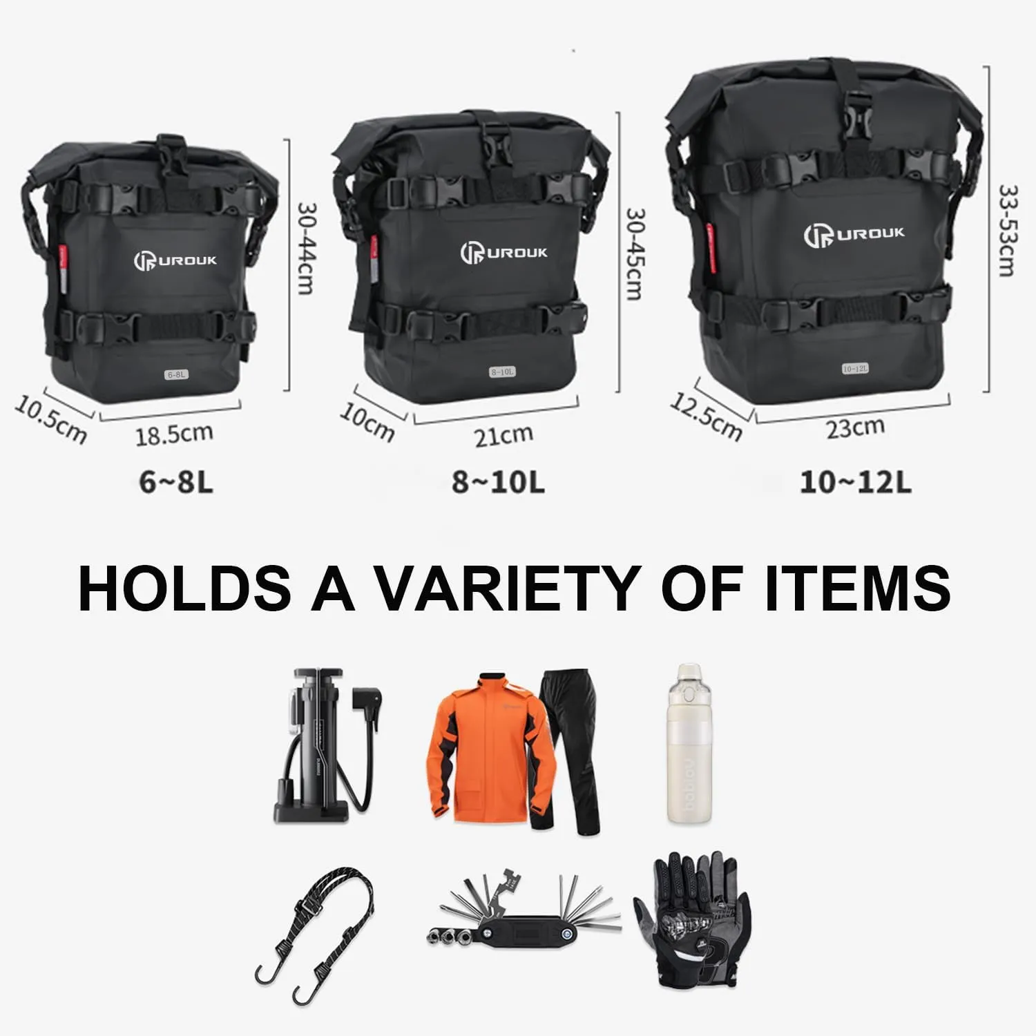 6-8L Waterproof Motorcycle Bumper Bag Motor Crash Bar Bag Side Frame Pannier Bag Dry Bag with Shoulder Strap - Essential Riding Gear for Motorcycles