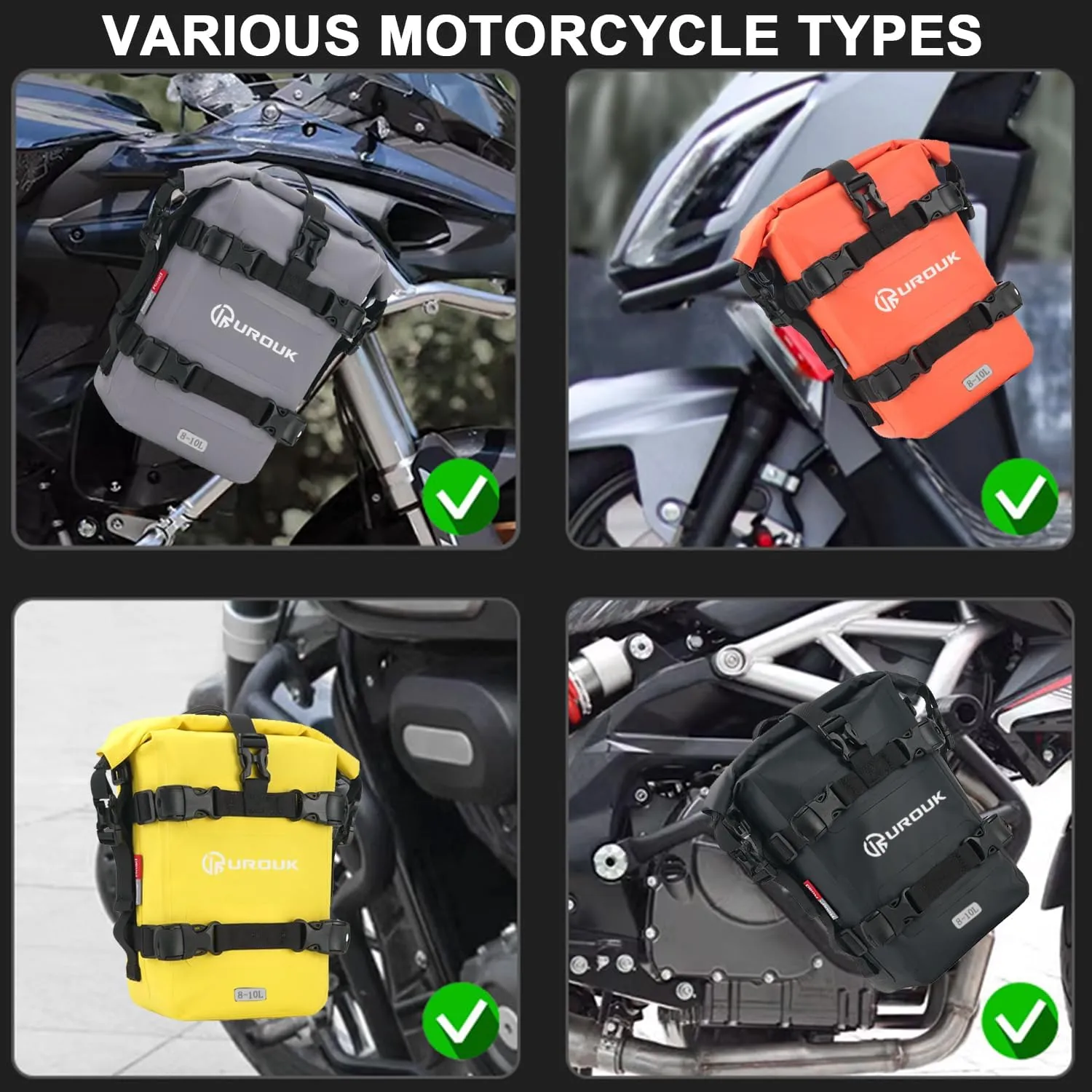 6-8L Waterproof Motorcycle Bumper Bag Motor Crash Bar Bag Side Frame Pannier Bag Dry Bag with Shoulder Strap - Essential Riding Gear for Motorcycles