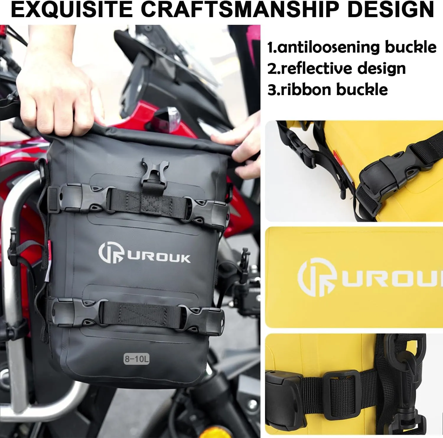 6-8L Waterproof Motorcycle Bumper Bag Motor Crash Bar Bag Side Frame Pannier Bag Dry Bag with Shoulder Strap - Essential Riding Gear for Motorcycles