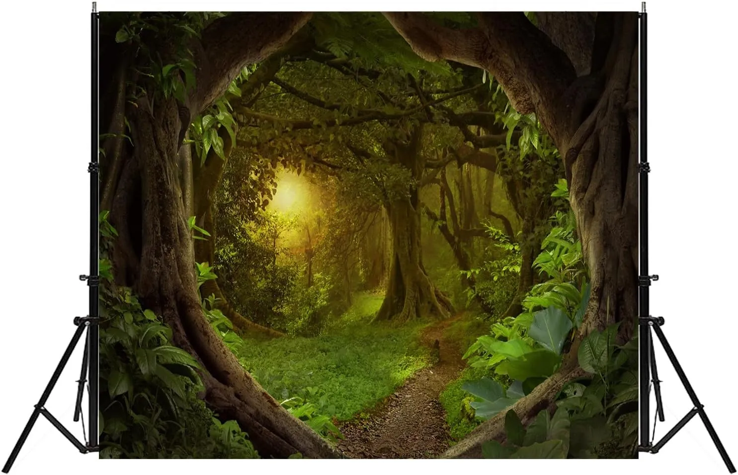 7x5ft Jungle Forest Backdrop Tropical Fairytale Rainforest Natural Scenery Photography Background Safari Theme Party Decoration Kids Birthday Photo Booth Props