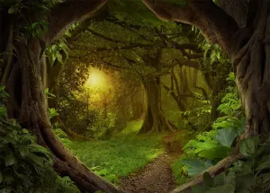7x5ft Jungle Forest Backdrop Tropical Fairytale Rainforest Natural Scenery Photography Background Safari Theme Party Decoration Kids Birthday Photo Booth Props