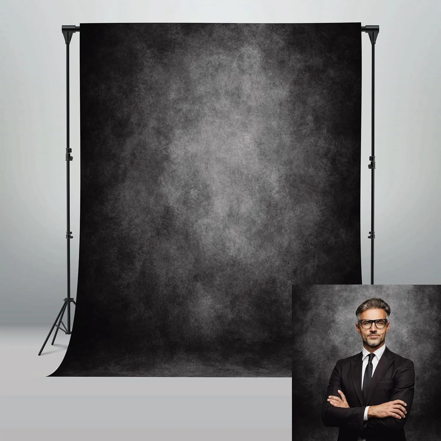 8x10ft Black Backdrop for Photoshoot Headshot Backdrop Gray Portraits Photography Backdrops Soft Fabric Abstract Picture Curtains Photo Backdrop