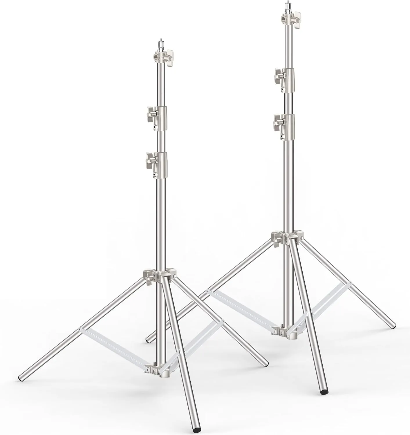 9.2 FT Stainless Steel Light Stand Photography, 2 Pack Heavy Duty Photography Tripod Stand with 1/4” to 3/8” Screw Adapter for Strobe,LED Video Light,Ring Light, Monolight, Softbox