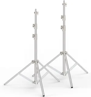 9.2 FT Stainless Steel Light Stand Photography, 2 Pack Heavy Duty Photography Tripod Stand with 1/4” to 3/8” Screw Adapter for Strobe,LED Video Light,Ring Light, Monolight, Softbox