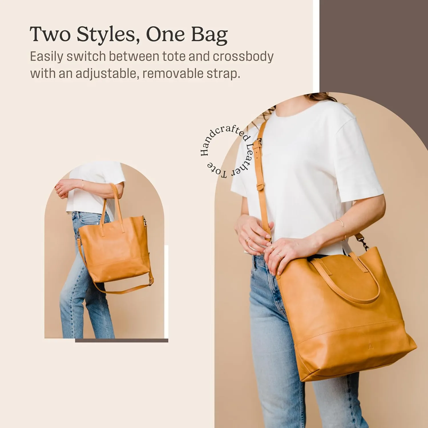 ABLE Clothing Leather Tote Bag for Women,Stylish, Handcrafted, Accessory and Utility Tote Bag with Drop Straps