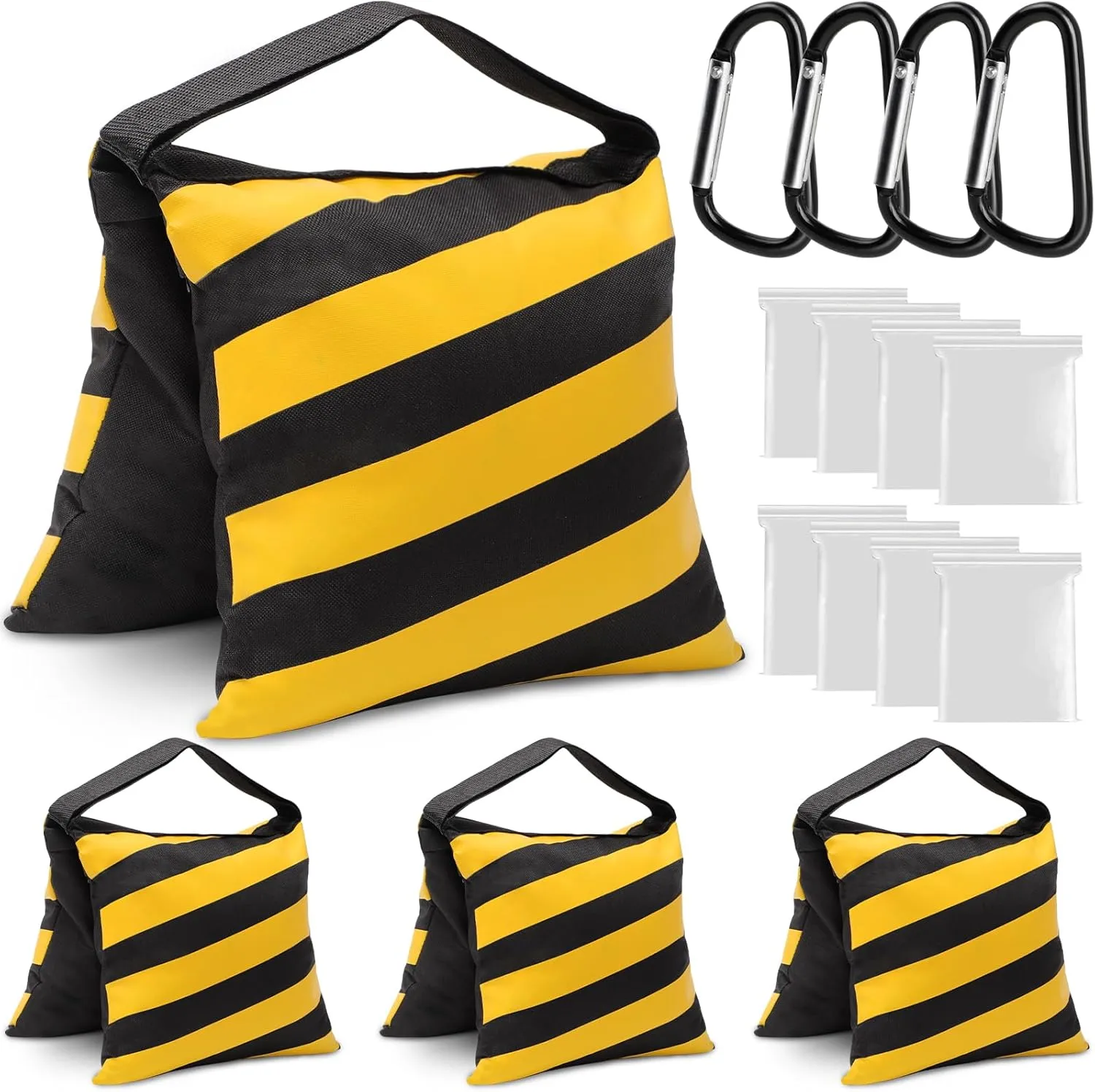Aimosen 4 Packs Yellow Sandbag Weight Bags for Light Stand Photography Video Equipments, Heavy Duty Saddlebags for Backdrop Stand, Photo Tripod, Pop up Tent, Umbrella Base, Fishing Chair, Picnic Table