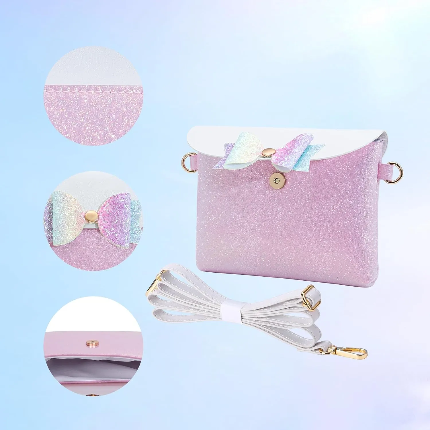 AISPARKY Small Crossbody Purse, PU Leather Small Purse for Girls With Pendant With Strap/Gold Chain Strap