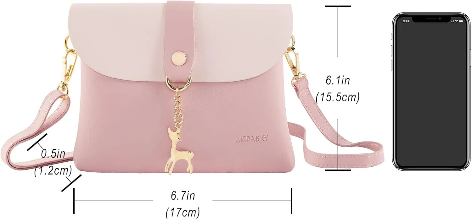 AISPARKY Small Crossbody Purse,PU Leather Small Purse for Womens and Girls With Pendant With Strap/Gold Chain Strap
