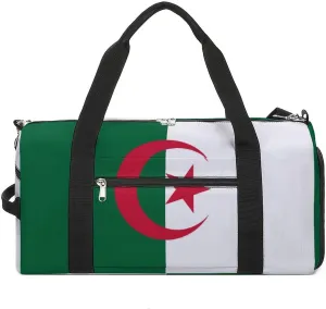 Algeria Flag Duffel Bag for Men Women with Shoe Compartment Carry On Tote