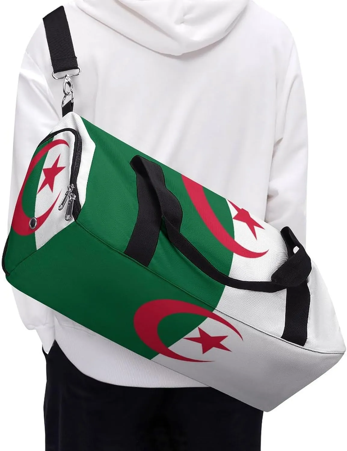 Algeria Flag Duffel Bag for Men Women with Shoe Compartment Carry On Tote