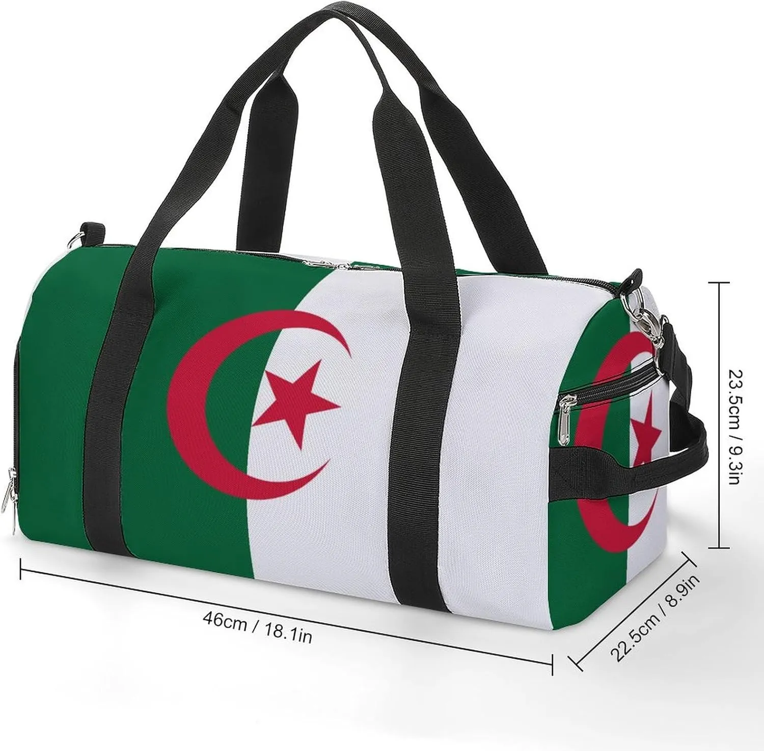 Algeria Flag Duffel Bag for Men Women with Shoe Compartment Carry On Tote