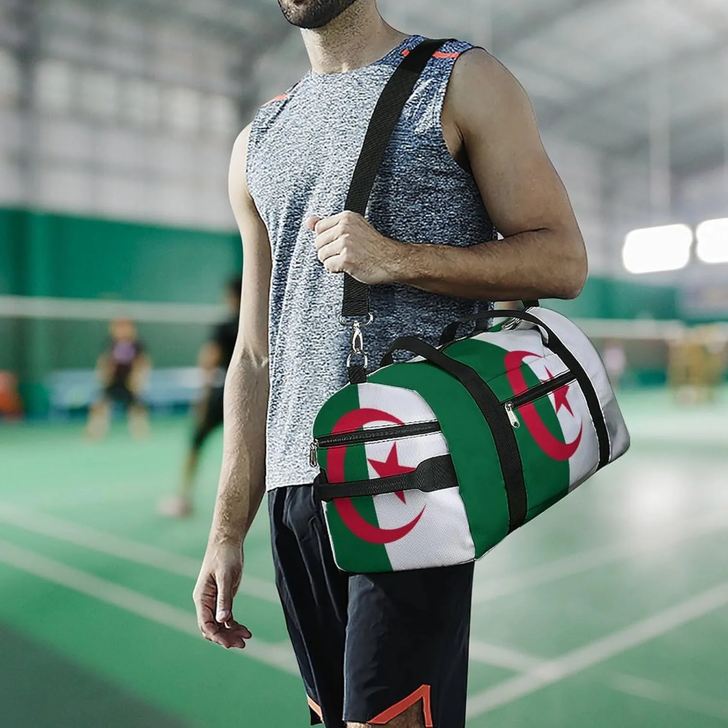 Algeria Flag Duffel Bag for Men Women with Shoe Compartment Carry On Tote