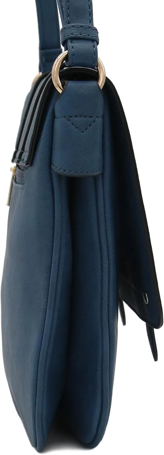 ALYSSA Double Compartment Large Flapover Crossbody Bag