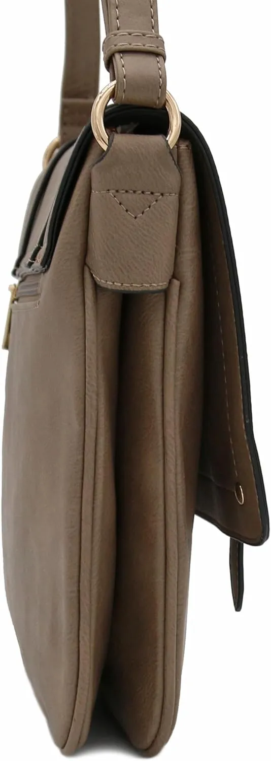 ALYSSA Double Compartment Large Flapover Crossbody Bag
