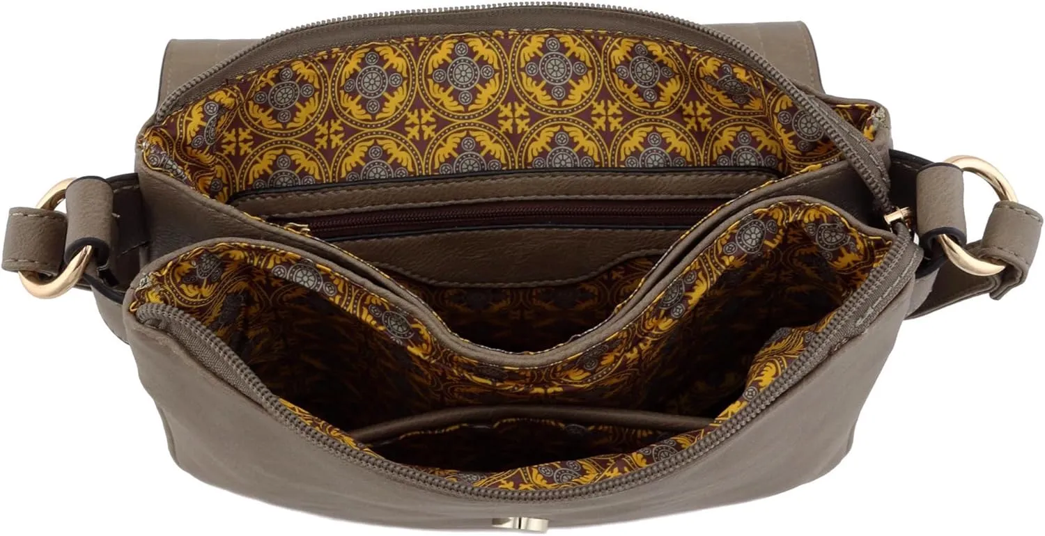 ALYSSA Double Compartment Large Flapover Crossbody Bag