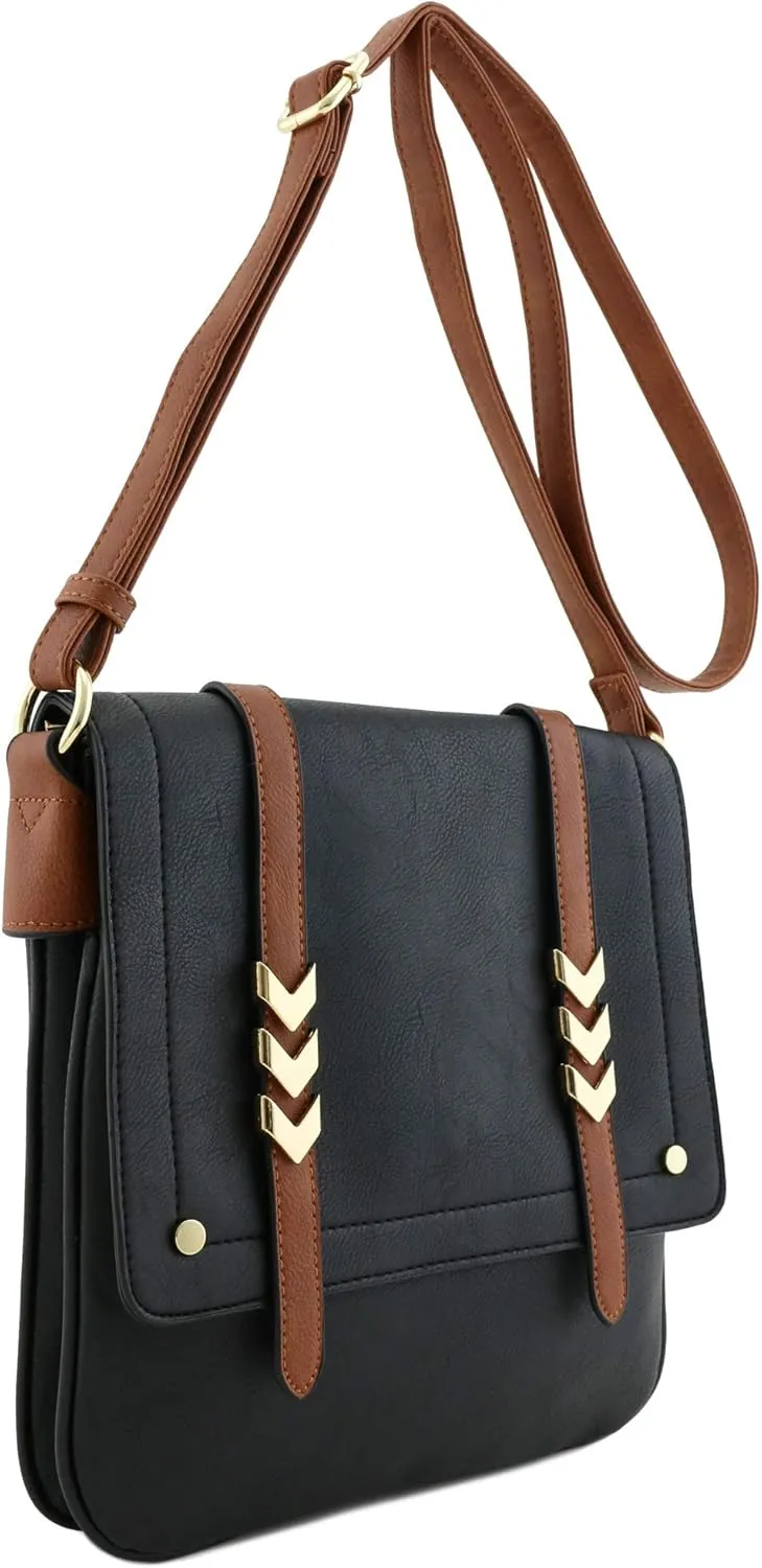 ALYSSA Double Compartment Large Flapover Crossbody Bag