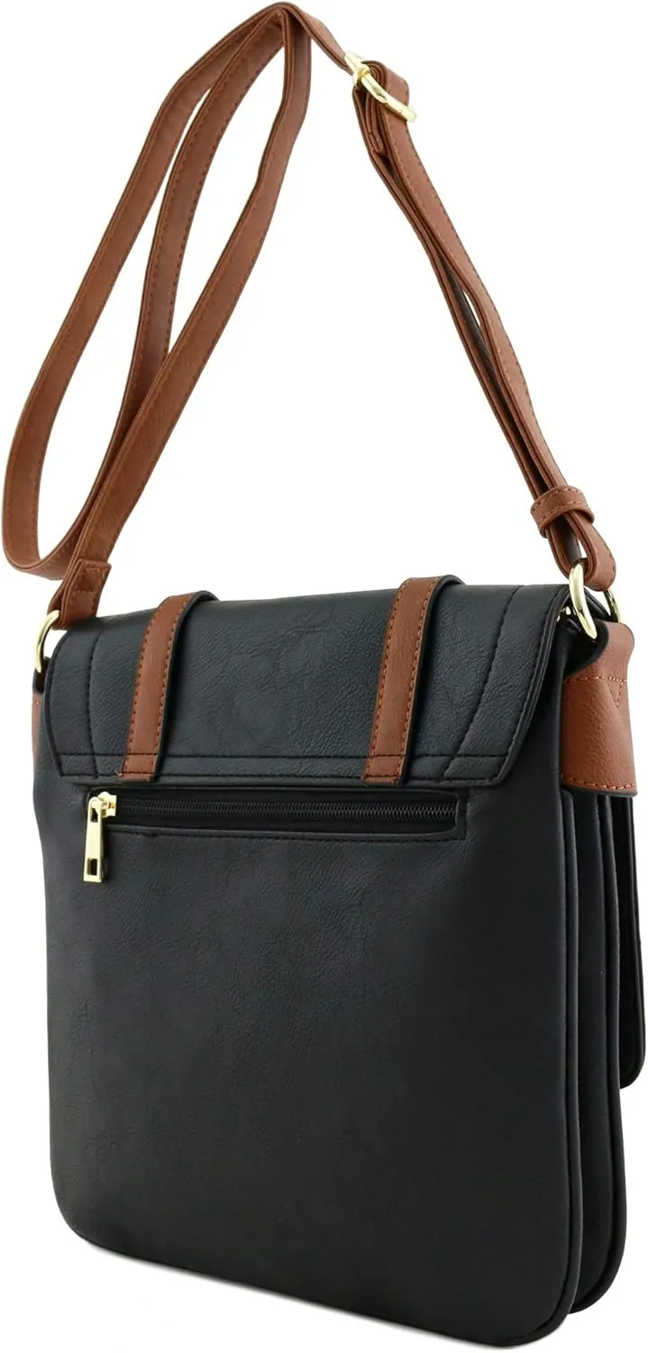 ALYSSA Double Compartment Large Flapover Crossbody Bag