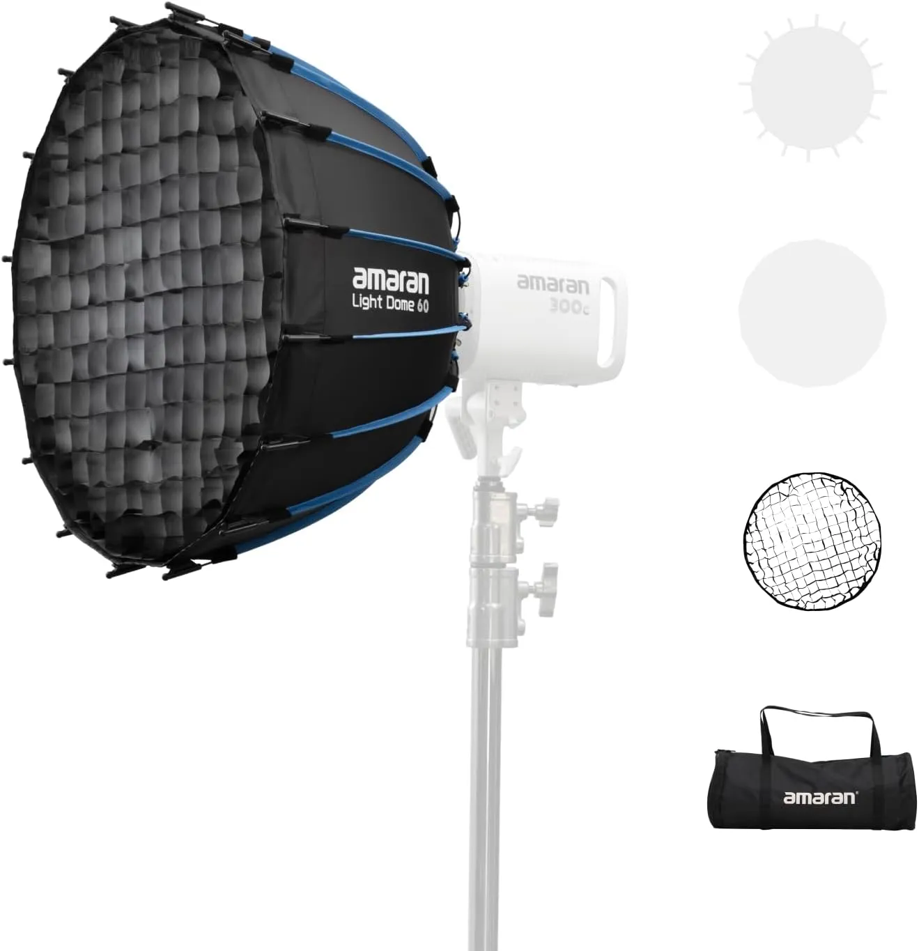 amaran Light Dome 60 Softbox,One-snap Quick-Release Bowens Mount Foldable Soft Light Modifier Lighting Studio Control Modifiers Softbox for amaran 60/100/200/300c/150c (Light Dome 60)