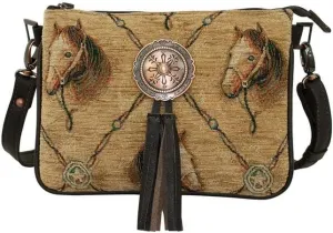 American West Multi-Compartment Womens Crossbody Bag for Women - 100% Genuine Leather