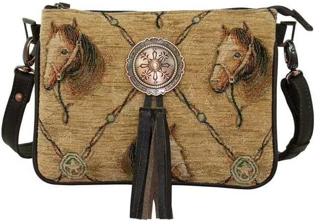 American West Multi-Compartment Womens Crossbody Bag for Women - 100% Genuine Leather