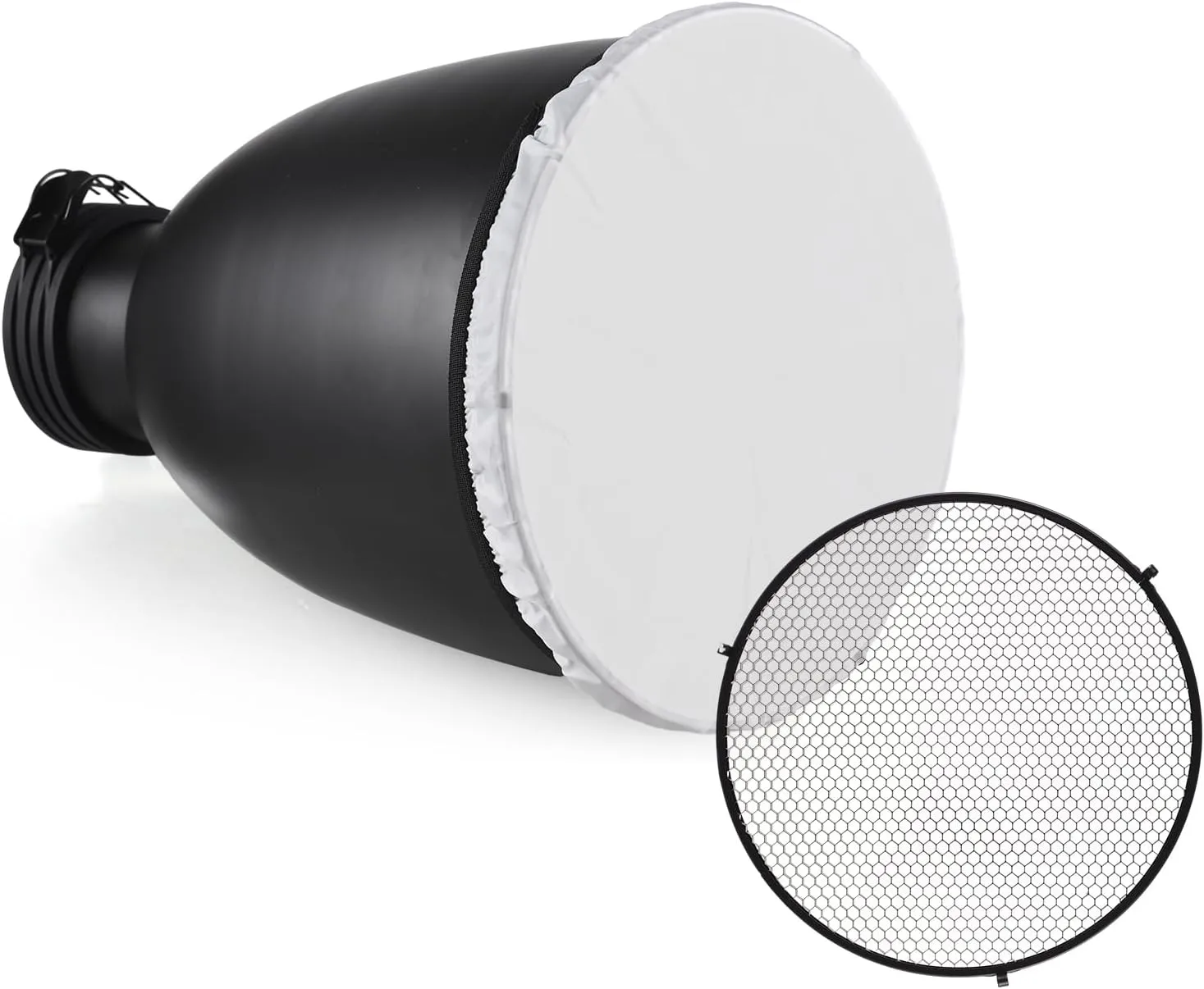 Andoer 11.6 Inch Beauty Dish with Profoto Mount Tele-Zoom Reflector Diffuser Lamp Shade Dish with 60°Honeycomb Grid & Diffuser Sock for Profoto Mount Studio Strobe Flash Light Speedlite