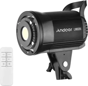 Andoer LM60Bi Portable LED Photography Fill Light 60W Studio Video Light 3000K-5600K Dimmable Bowens Mount Continuous Light with Remote Control for Product Portrait Wedding Photography Live Streaming