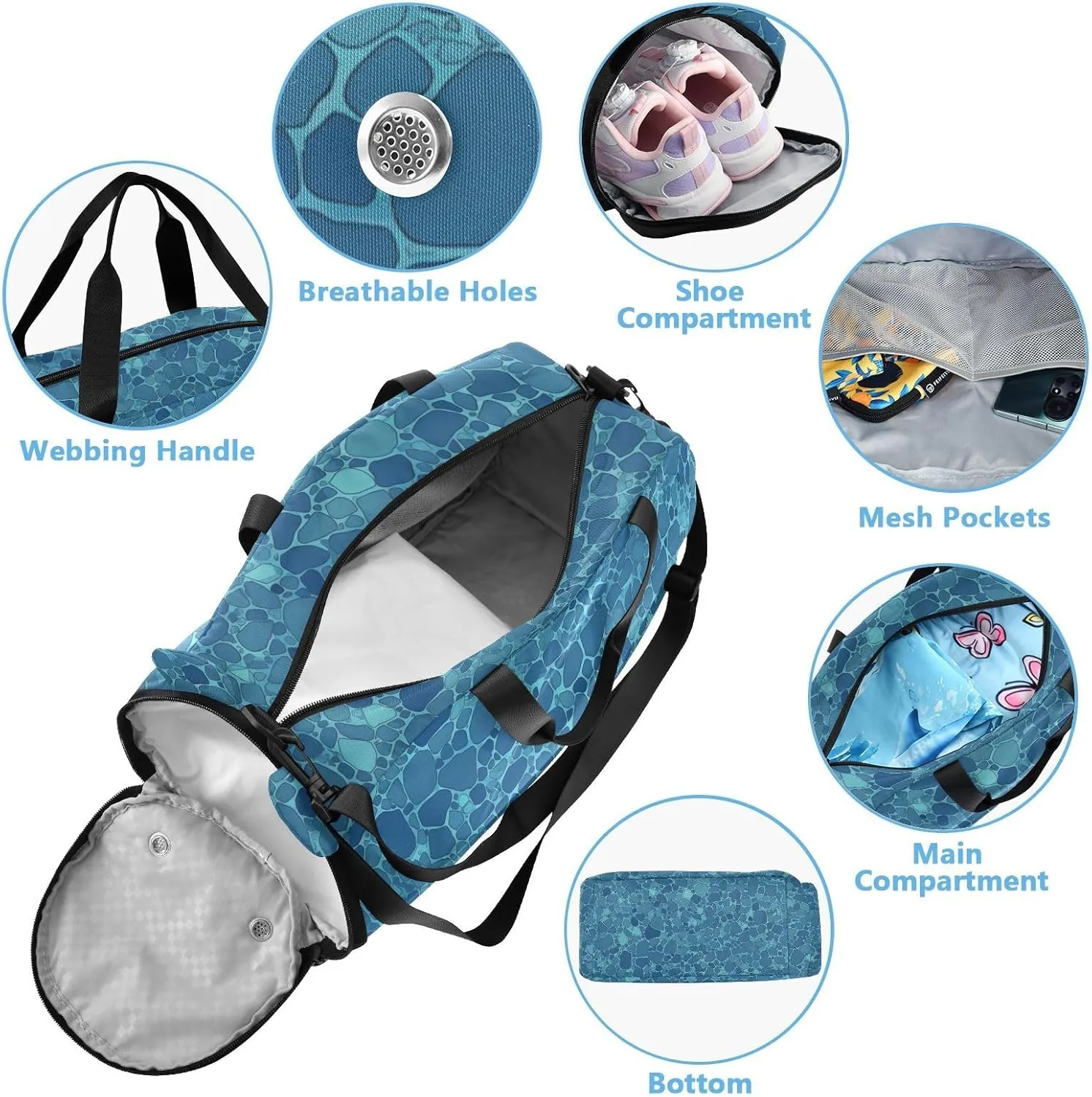 Animal Skin Print Style Darkturquoise Small Crossbody Bag with Shoes Compartment Trendy Mini Shoulder Bag for Date
