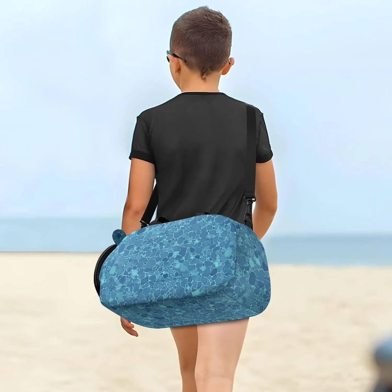 Animal Skin Print Style Darkturquoise Small Crossbody Bag with Shoes Compartment Trendy Mini Shoulder Bag for Date
