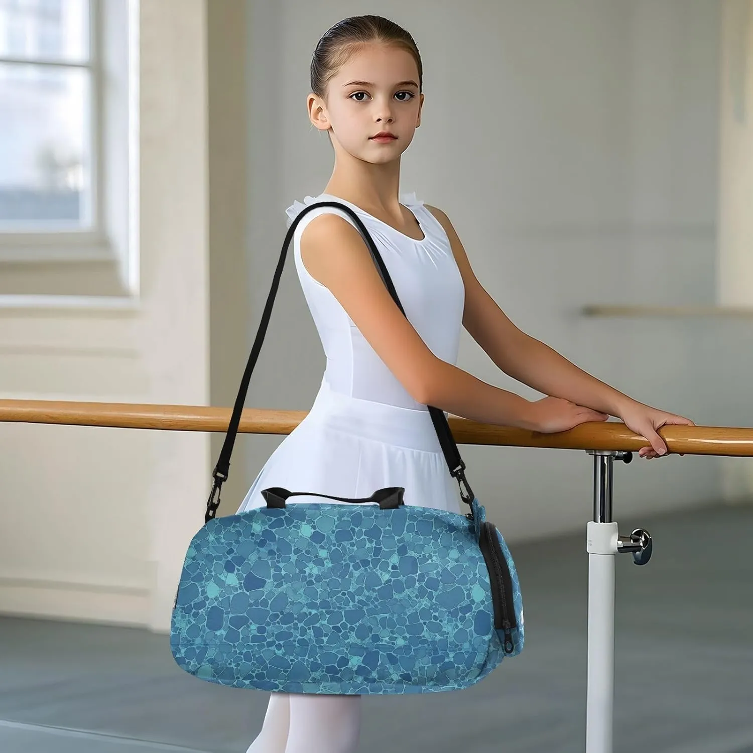 Animal Skin Print Style Darkturquoise Small Crossbody Bag with Shoes Compartment Trendy Mini Shoulder Bag for Date