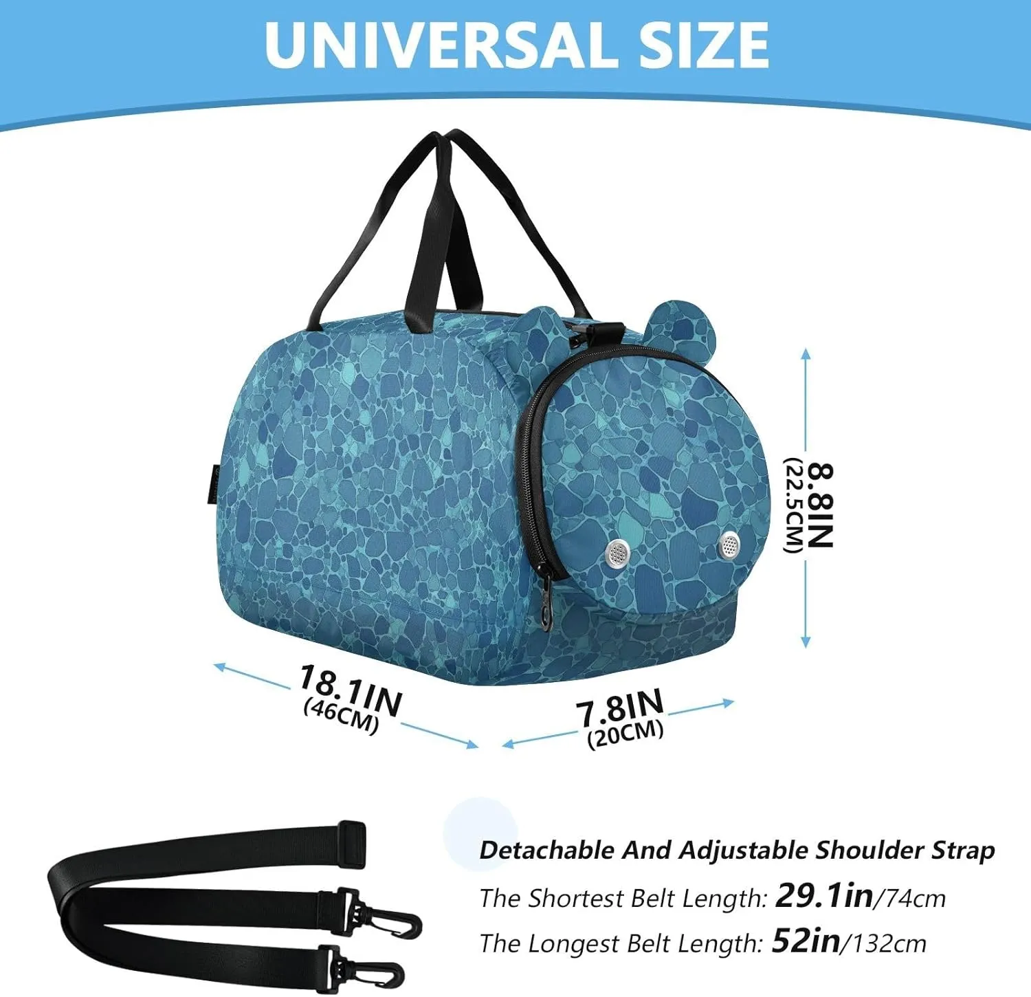 Animal Skin Print Style Darkturquoise Small Crossbody Bag with Shoes Compartment Trendy Mini Shoulder Bag for Date