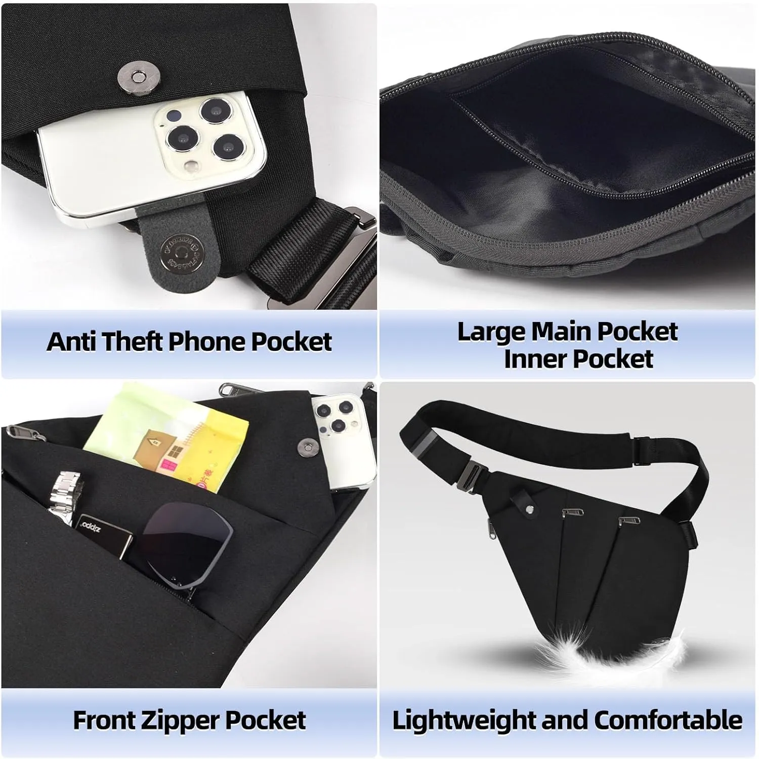 Anti Theft Crossbody Bag,Anti Theft Travel Bag for Women Men,Sling Crossbody Bag for Travel, Sport, Work
