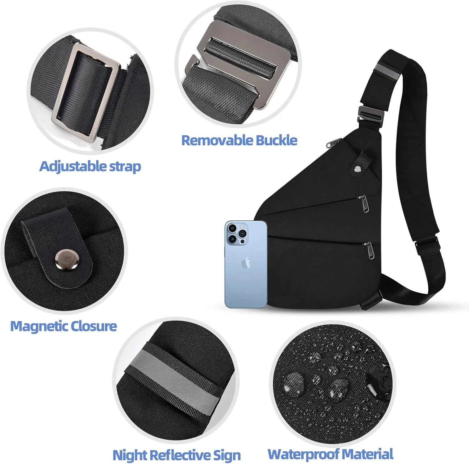 Anti Theft Crossbody Bag,Anti Theft Travel Bag for Women Men,Sling Crossbody Bag for Travel, Sport, Work