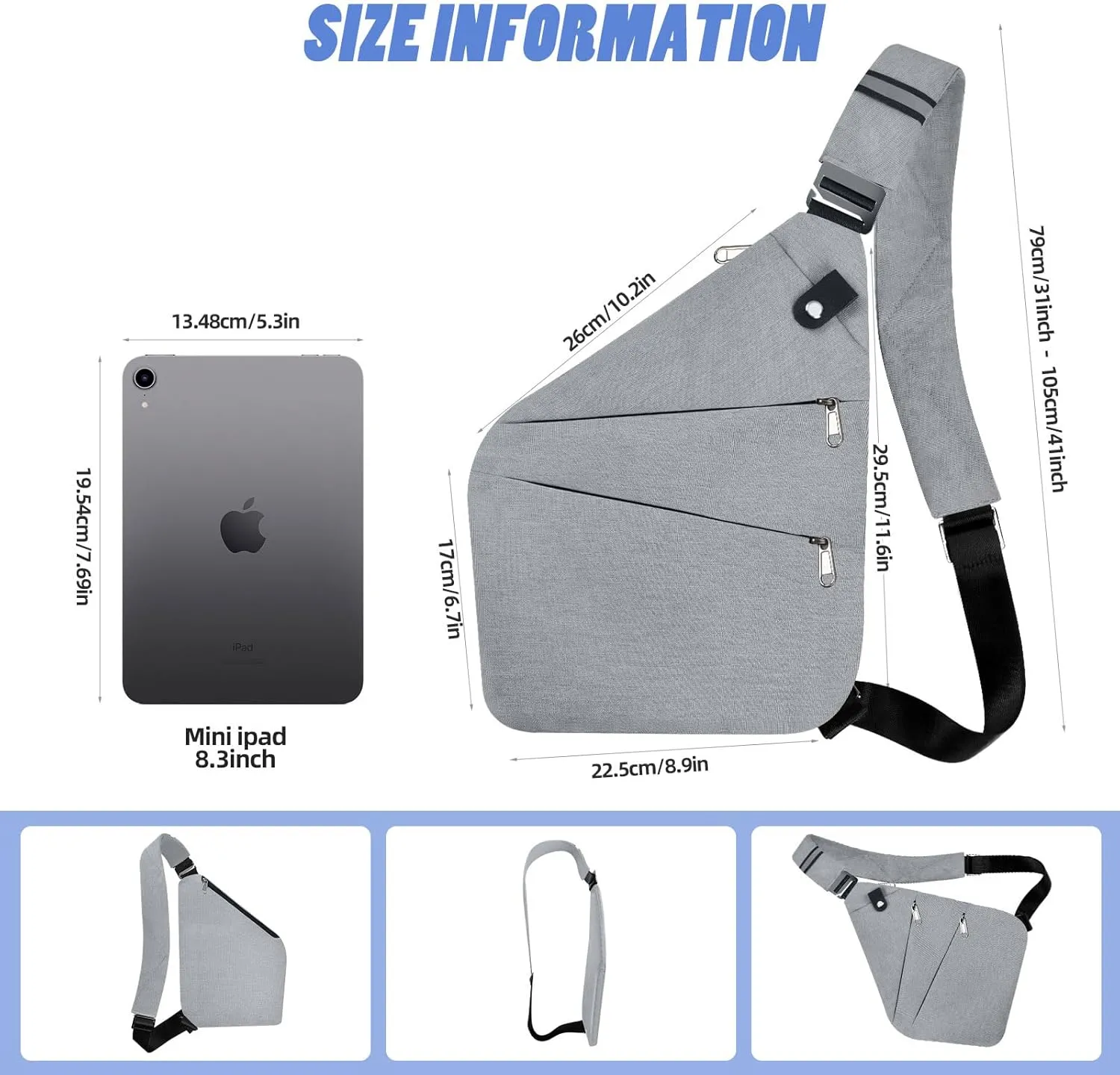 Anti Theft Crossbody Bag,Anti Theft Travel Bag for Women Men,Sling Crossbody Bag for Travel, Sport, Work