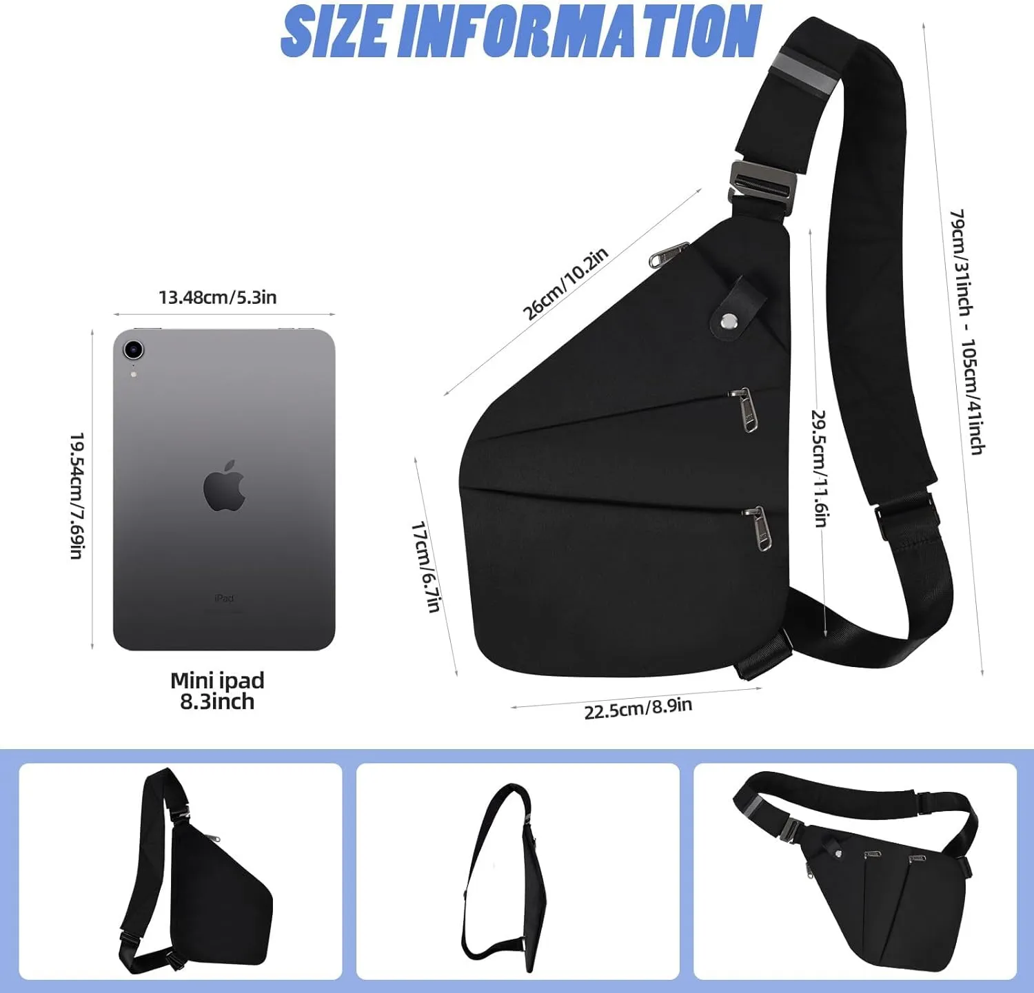 Anti Theft Crossbody Bag,Anti Theft Travel Bag for Women Men,Sling Crossbody Bag for Travel, Sport, Work
