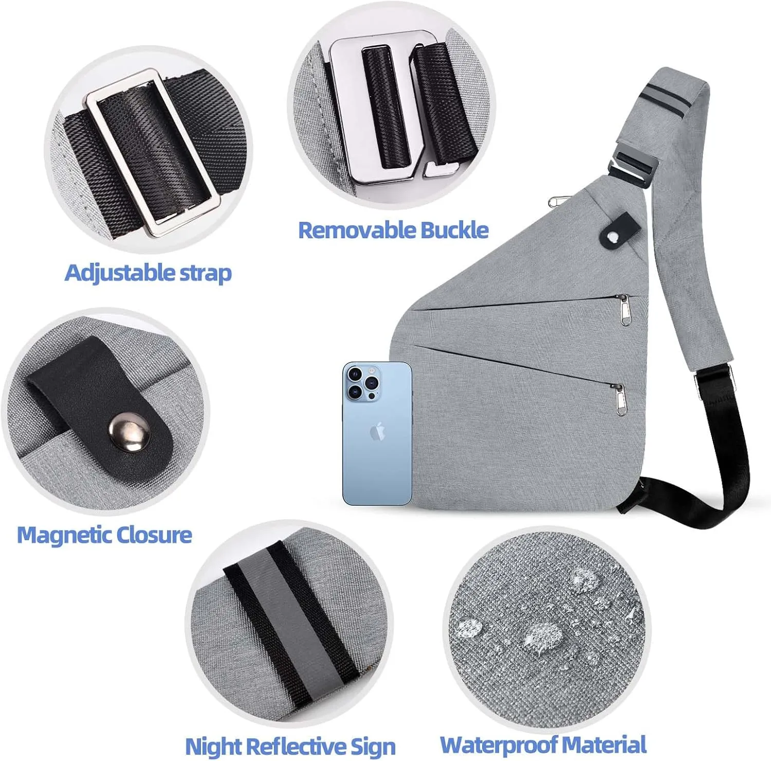 Anti Theft Crossbody Bag,Anti Theft Travel Bag for Women Men,Sling Crossbody Bag for Travel, Sport, Work