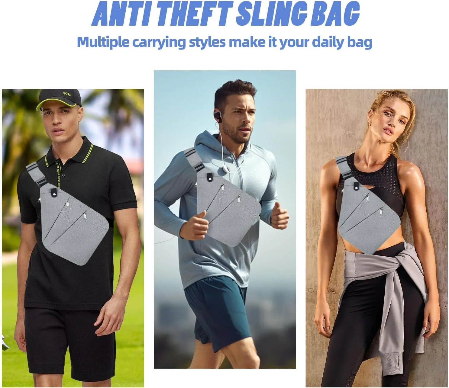Anti Theft Crossbody Bag,Anti Theft Travel Bag for Women Men,Sling Crossbody Bag for Travel, Sport, Work