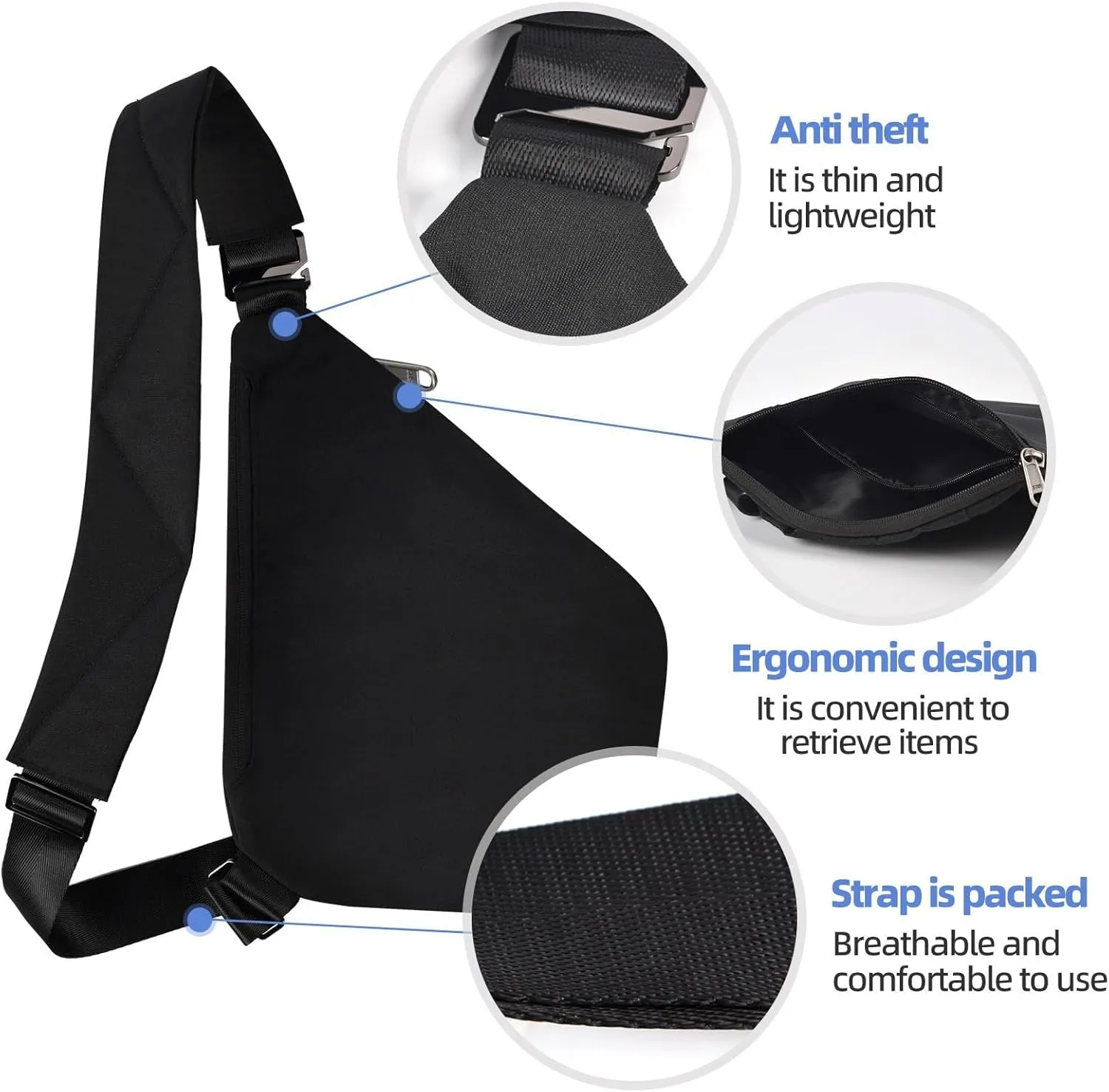 Anti Theft Crossbody Bag,Anti Theft Travel Bag for Women Men,Sling Crossbody Bag for Travel, Sport, Work